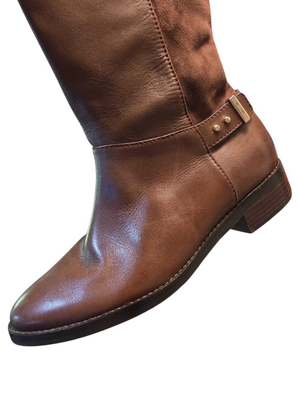 Cole Haan Two Tone Brown Leather and Suede Over the Knee Boots Size 8.5 - Picture 6 of 11